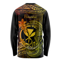 Hawaii Long Sleeve Shirt Fish Hook Tattoo Mix Polynesian Plumeria Reggae Version - Wonder Print Shop