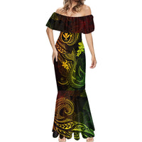 Hawaii Mermaid Dress Fish Hook Tattoo Mix Polynesian Plumeria Reggae Version - Wonder Print Shop