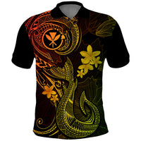 Hawaii Polo Shirt Fish Hook Tattoo Mix Polynesian Plumeria Reggae Version - Wonder Print Shop