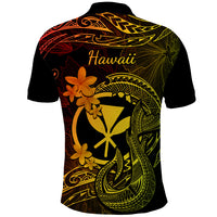 Hawaii Polo Shirt Fish Hook Tattoo Mix Polynesian Plumeria Reggae Version - Wonder Print Shop