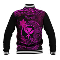 Hawaii Baseball Jacket Fish Hook Tattoo Mix Polynesian Plumeria Pink Version - Wonder Print Shop