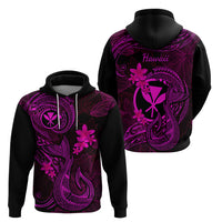 Hawaii Hoodie Fish Hook Tattoo Mix Polynesian Plumeria Pink Version - Wonder Print Shop