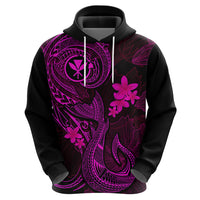 Hawaii Hoodie Fish Hook Tattoo Mix Polynesian Plumeria Pink Version - Wonder Print Shop
