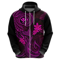 Hawaii Hoodie Fish Hook Tattoo Mix Polynesian Plumeria Pink Version - Wonder Print Shop
