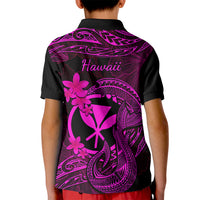 Hawaii Kid Polo Shirt Fish Hook Tattoo Mix Polynesian Plumeria Pink Version - Wonder Print Shop
