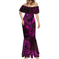 Hawaii Mermaid Dress Fish Hook Tattoo Mix Polynesian Plumeria Pink Version - Wonder Print Shop