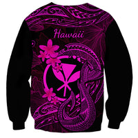 Hawaii Sweatshirt Fish Hook Tattoo Mix Polynesian Plumeria Pink Version - Wonder Print Shop