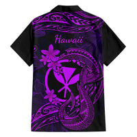 Hawaii Family Matching Summer Maxi Dress and Hawaiian Shirt Fish Hook Tattoo Mix Polynesian Plumeria Purple Version - Wonder Print Shop