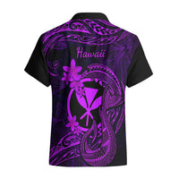 Hawaii Hawaiian Shirt Fish Hook Tattoo Mix Polynesian Plumeria Purple Version - Wonder Print Shop