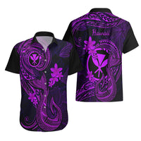 Hawaii Hawaiian Shirt Fish Hook Tattoo Mix Polynesian Plumeria Purple Version - Wonder Print Shop