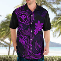 Hawaii Hawaiian Shirt Fish Hook Tattoo Mix Polynesian Plumeria Purple Version - Wonder Print Shop