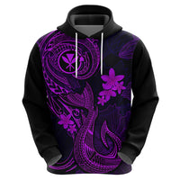 Hawaii Hoodie Fish Hook Tattoo Mix Polynesian Plumeria Purple Version - Wonder Print Shop