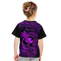 Hawaii Kid T Shirt Fish Hook Tattoo Mix Polynesian Plumeria Purple Version - Wonder Print Shop