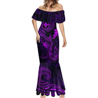 Hawaii Mermaid Dress Fish Hook Tattoo Mix Polynesian Plumeria Purple Version - Wonder Print Shop