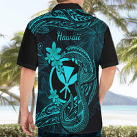 Hawaii Hawaiian Shirt Fish Hook Tattoo Mix Polynesian Plumeria Turquoise Version - Wonder Print Shop