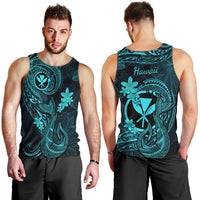 hawaii-men-tank-top-fish-hook-tattoo-mix-polynesian-plumeria-turquoise-version