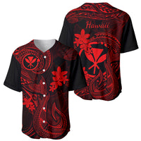 Hawaii Baseball Jersey Fish Hook Tattoo Mix Polynesian Plumeria Red Version - Wonder Print Shop