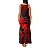 Hawaii Family Matching Tank Maxi Dress and Hawaiian Shirt Fish Hook Tattoo Mix Polynesian Plumeria Red Version - Wonder Print Shop