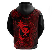 Hawaii Hoodie Fish Hook Tattoo Mix Polynesian Plumeria Red Version - Wonder Print Shop