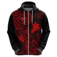 Hawaii Hoodie Fish Hook Tattoo Mix Polynesian Plumeria Red Version - Wonder Print Shop