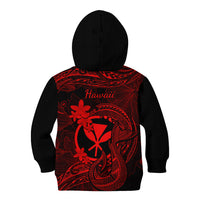 Hawaii Kid Hoodie Fish Hook Tattoo Mix Polynesian Plumeria Red Version - Wonder Print Shop