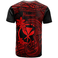 Hawaii T Shirt Fish Hook Tattoo Mix Polynesian Plumeria Red Version - Wonder Print Shop