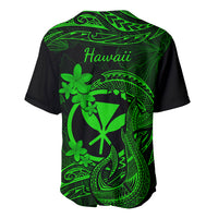 Hawaii Baseball Jersey Fish Hook Tattoo Mix Polynesian Plumeria Green Version - Wonder Print Shop