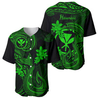 Hawaii Baseball Jersey Fish Hook Tattoo Mix Polynesian Plumeria Green Version - Wonder Print Shop