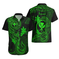 Hawaii Hawaiian Shirt Fish Hook Tattoo Mix Polynesian Plumeria Green Version - Wonder Print Shop