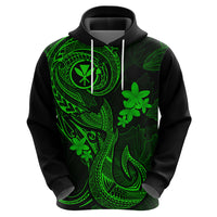 Hawaii Hoodie Fish Hook Tattoo Mix Polynesian Plumeria Green Version - Wonder Print Shop