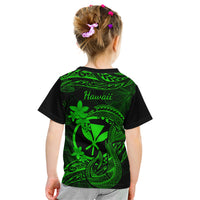 Hawaii Kid T Shirt Fish Hook Tattoo Mix Polynesian Plumeria Green Version - Wonder Print Shop