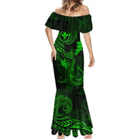 Hawaii Mermaid Dress Fish Hook Tattoo Mix Polynesian Plumeria Green Version - Wonder Print Shop