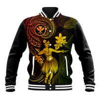 Hawaii Baseball Jacket Hula Girl Mix Polynesian Plumeria Reggae Version - Wonder Print Shop