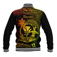 Hawaii Baseball Jacket Hula Girl Mix Polynesian Plumeria Reggae Version - Wonder Print Shop