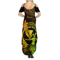 Hawaii Family Matching Summer Maxi Dress and Hawaiian Shirt Hula Girl Mix Polynesian Plumeria Reggae Version - Wonder Print Shop
