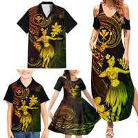 Hawaii Family Matching Summer Maxi Dress and Hawaiian Shirt Hula Girl Mix Polynesian Plumeria Reggae Version - Wonder Print Shop