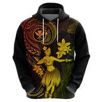 Hawaii Hoodie Hula Girl Mix Polynesian Plumeria Reggae Version - Wonder Print Shop