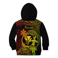 Hawaii Kid Hoodie Hula Girl Mix Polynesian Plumeria Reggae Version - Wonder Print Shop