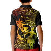 Hawaii Kid Polo Shirt Hula Girl Mix Polynesian Plumeria Reggae Version - Wonder Print Shop