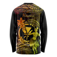 Hawaii Long Sleeve Shirt Hula Girl Mix Polynesian Plumeria Reggae Version - Wonder Print Shop