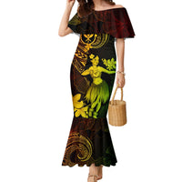 Hawaii Mermaid Dress Hula Girl Mix Polynesian Plumeria Reggae Version - Wonder Print Shop