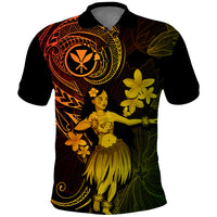 Hawaii Polo Shirt Hula Girl Mix Polynesian Plumeria Reggae Version - Wonder Print Shop