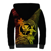 Hawaii Sherpa Hoodie Hula Girl Mix Polynesian Plumeria Reggae Version - Wonder Print Shop