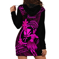Hawaii Hoodie Dress Hula Girl Mix Polynesian Plumeria Pink Version - Wonder Print Shop