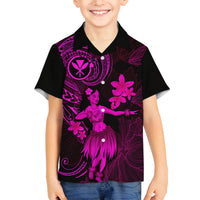 Hawaii Kid Hawaiian Shirt Hula Girl Mix Polynesian Plumeria Pink Version - Wonder Print Shop