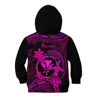 Hawaii Kid Hoodie Hula Girl Mix Polynesian Plumeria Pink Version - Wonder Print Shop