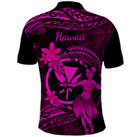 Hawaii Polo Shirt Hula Girl Mix Polynesian Plumeria Pink Version - Wonder Print Shop