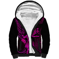Hawaii Sherpa Hoodie Hula Girl Mix Polynesian Plumeria Pink Version - Wonder Print Shop