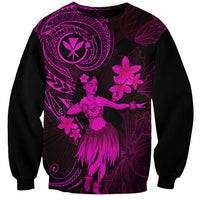 Hawaii Sweatshirt Hula Girl Mix Polynesian Plumeria Pink Version - Wonder Print Shop