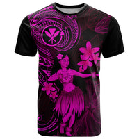 Hawaii T Shirt Hula Girl Mix Polynesian Plumeria Pink Version - Wonder Print Shop
